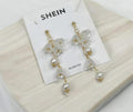 SHEIN elegant pearl and flower drop earrings for Women Girls