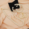 Women Pearl Elegant Jewelry Set ,Kangan, Mala & Earrings Pearl Set(white)