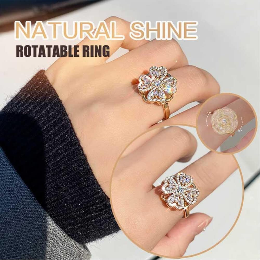 Lucky Four-Leaf Clover Rotating Anxiety Ring – Spinner Fidget Ring
