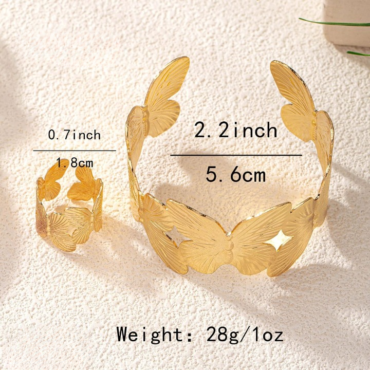 Stylish Alloy Hand Cuff Ring Set – Adjustable Fashion Jewelry