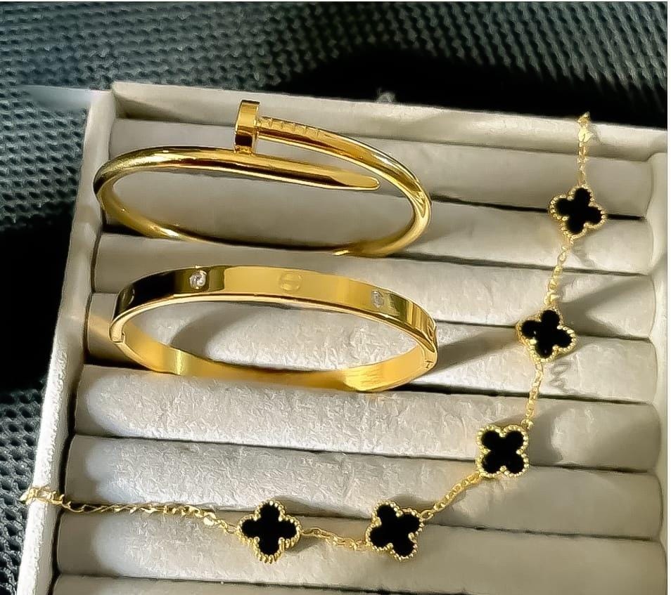 3 PC Stainless Steel Bangle Set