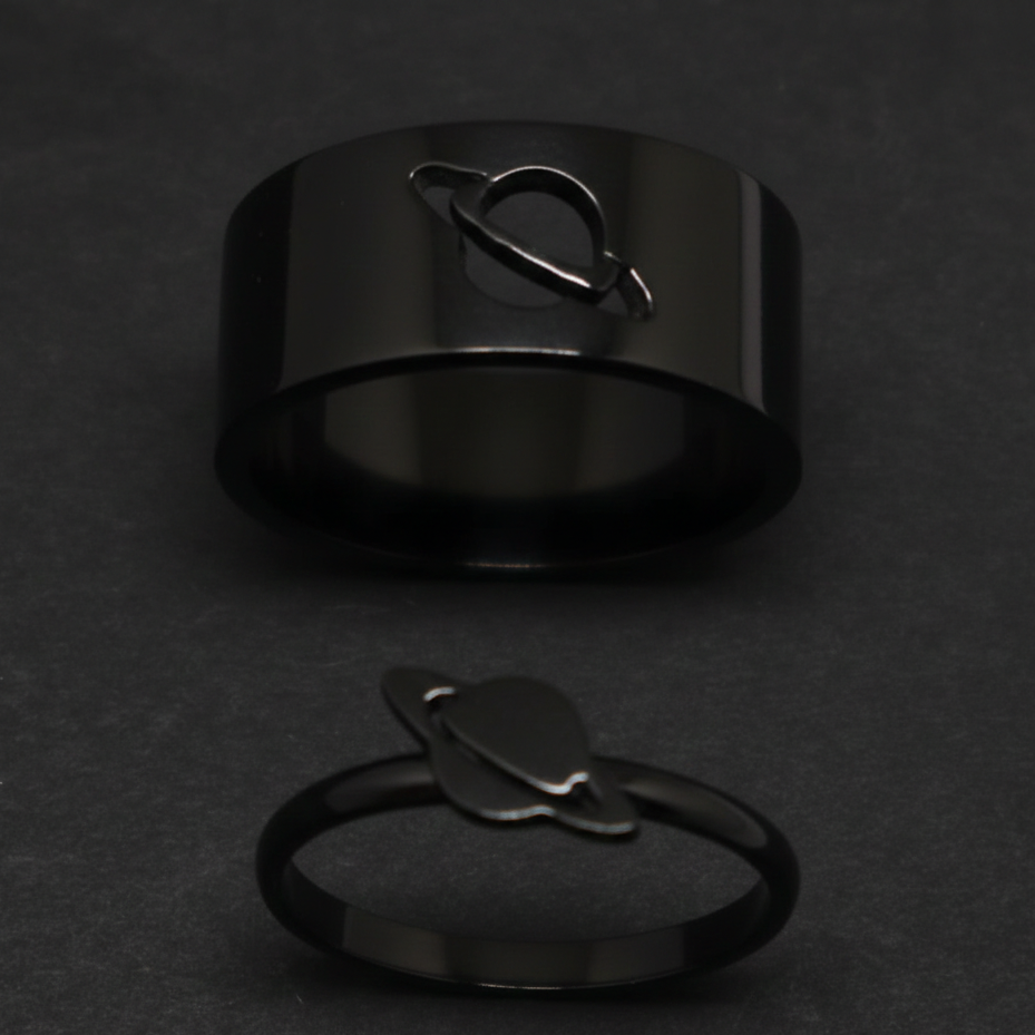 Planet Saturn Promise Couple Rings With Elegant Design