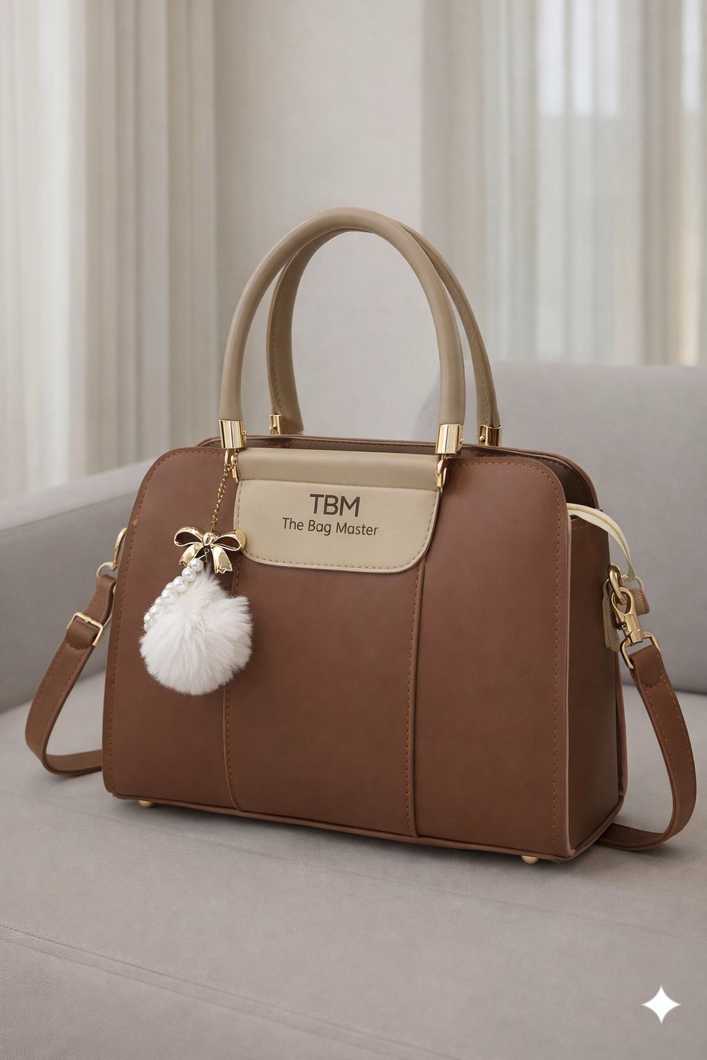 TBM The Bag Master Luxury Handbag – Elegant Two-Tone Designer Tote for Women (Mustard)