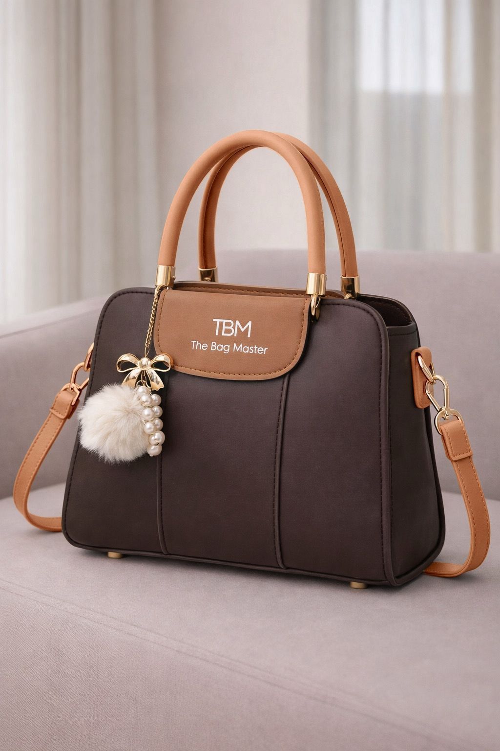 TBM The Bag Master Luxury Handbag – Elegant Two-Tone Designer Tote for Women (Mustard)